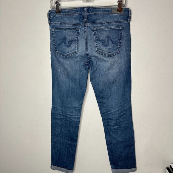Ag Adriano Goldschmeid Distressed Med Wash The Stilt Cigarette Roll Up Jeans 27 - Picture 6 of 15